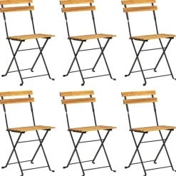 MAISON EXCLUSIVE - Chaises pliables de jardin lot de 6 acier bois d'acacia massif