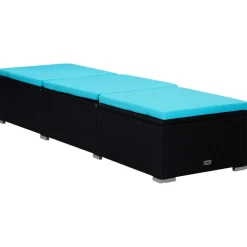 MAISON EXCLUSIVE - Chaises longues de jardin table à thé 3 pcs résine tressée noir