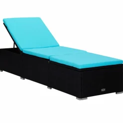 MAISON EXCLUSIVE - Chaises longues de jardin table à thé 3 pcs résine tressée noir