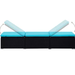 MAISON EXCLUSIVE - Chaises longues de jardin table à thé 3 pcs résine tressée noir