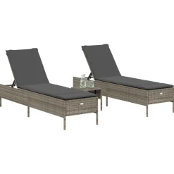 MAISON EXCLUSIVE - Chaises longues avec coussins lot de 2 gris résine tressée