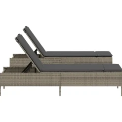 MAISON EXCLUSIVE - Chaises longues avec coussins lot de 2 gris résine tressée