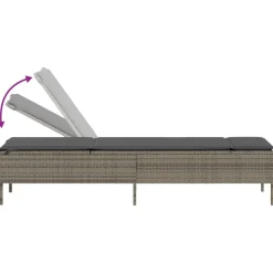 MAISON EXCLUSIVE - Chaises longues avec coussins lot de 2 gris résine tressée