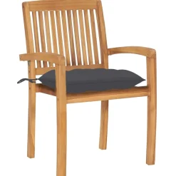 MAISON EXCLUSIVE - Chaises de jardin empilables avec coussins lot de 8 teck solide