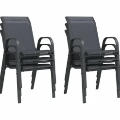MAISON EXCLUSIVE - Chaises empilables de jardin lot de 6 gris tissu textilène