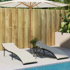 MAISON EXCLUSIVE - Chaises longues lot de 2 avec coussins noir résine tressée