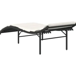 MAISON EXCLUSIVE - Chaises longues lot de 2 avec coussins noir résine tressée