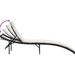 MAISON EXCLUSIVE - Chaises longues lot de 2 avec coussins noir résine tressée