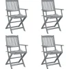 MAISON EXCLUSIVE - Chaises pliables d'extérieur lot de 4 et coussins bois d'acacia