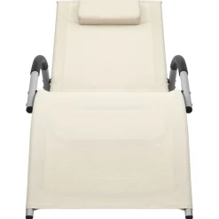 MAISON EXCLUSIVE - Chaises longues textilène lot de 2 crème et gris