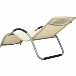 MAISON EXCLUSIVE - Chaises longues textilène lot de 2 crème et gris