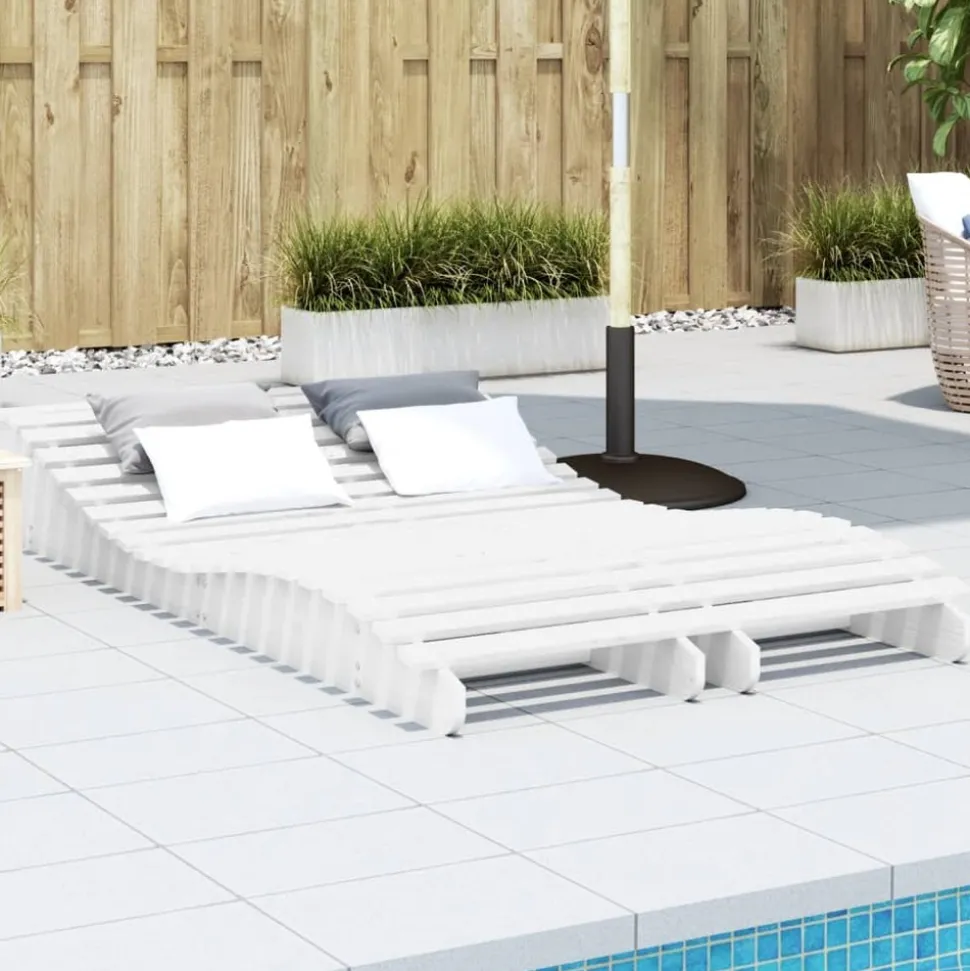 MAISON EXCLUSIVE - Chaises longues lot de 2 blanc 205x60x31,5cm bois massif de pin