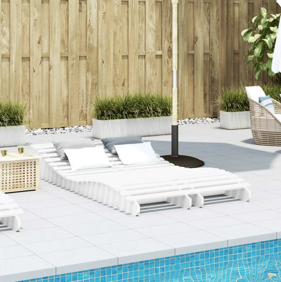 MAISON EXCLUSIVE - Chaises longues lot de 2 blanc 205x60x31,5cm bois massif de pin