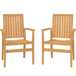 MAISON EXCLUSIVE - Chaises de jardin empilables lot de 2 56,5x57,5x91 cm bois teck