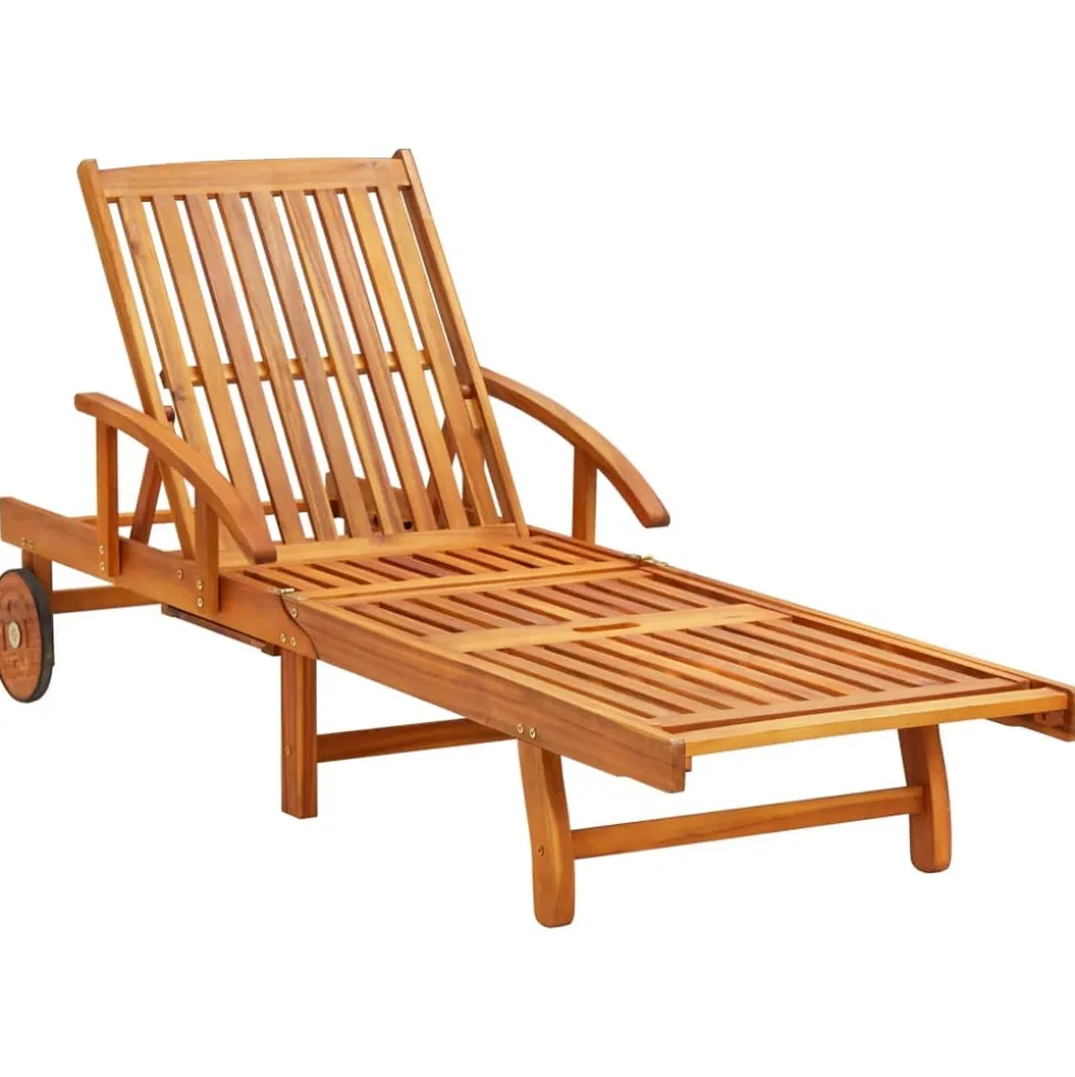 MAISON EXCLUSIVE - Chaises longues lot de 2 avec table et coussins acacia solide