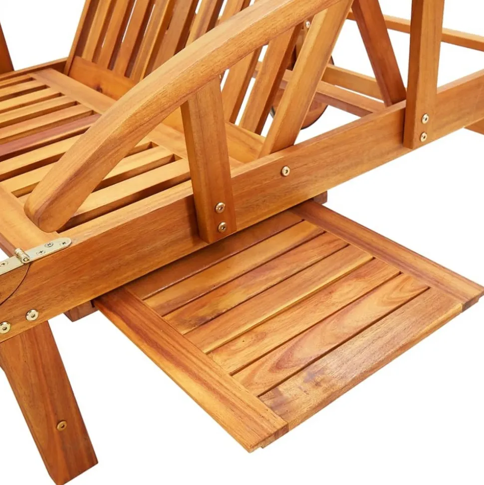 MAISON EXCLUSIVE - Chaises longues lot de 2 avec table et coussins acacia solide