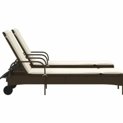 MAISON EXCLUSIVE - Chaises longues avec coussins lot de 2 marron résine tressée