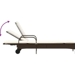 MAISON EXCLUSIVE - Chaises longues avec coussins lot de 2 marron résine tressée
