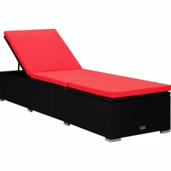MAISON EXCLUSIVE - Chaises longues de jardin table à thé 3 pcs résine tressée noir