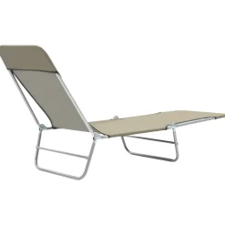 MAISON EXCLUSIVE - Chaises longues pliables lot de 2 acier et tissu taupe