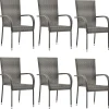 MAISON EXCLUSIVE - Chaises empilables d'extérieur lot de 6 gris résine tressée