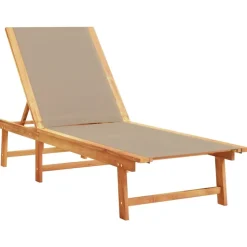 MAISON EXCLUSIVE - Chaises longues lot de 2 table taupe bois d'acacia et textilène