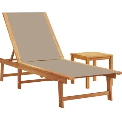 MAISON EXCLUSIVE - Chaises longues lot de 2 table taupe bois d'acacia et textilène