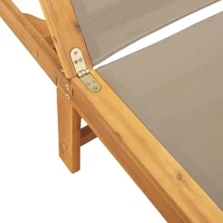 MAISON EXCLUSIVE - Chaises longues lot de 2 table taupe bois d'acacia et textilène