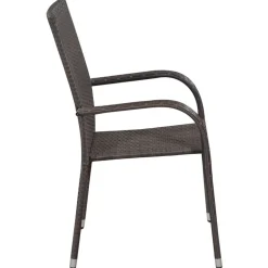 MAISON EXCLUSIVE - Chaises empilables d'extérieur lot de 2 résine tressée marron