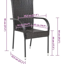 MAISON EXCLUSIVE - Chaises empilables d'extérieur lot de 2 résine tressée marron