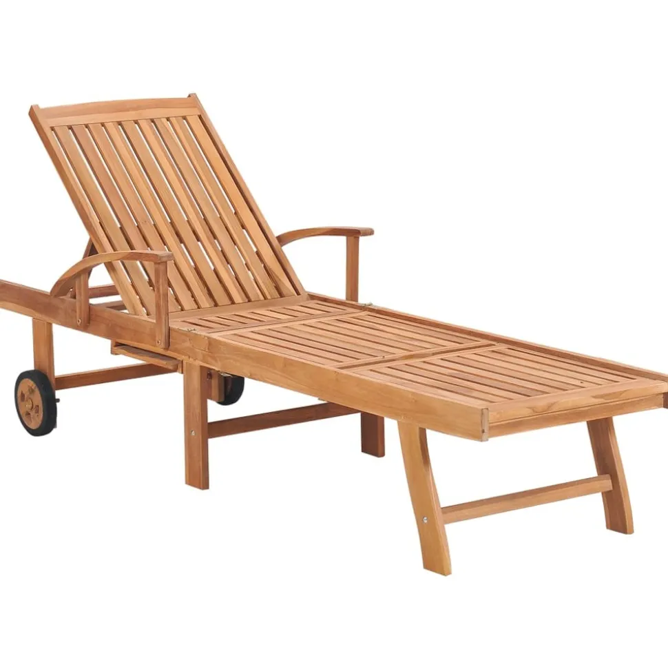 MAISON EXCLUSIVE - Chaises longues lot de 2 avec coussin noir bois de teck solide