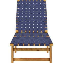 MAISON EXCLUSIVE - Chaises longues bleu foncé bois d'acacia solide et tissu