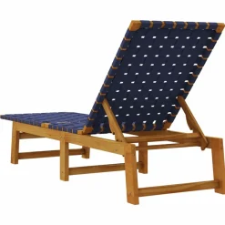 MAISON EXCLUSIVE - Chaises longues bleu foncé bois d'acacia solide et tissu