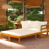 MAISON EXCLUSIVE - Chaises longues et coussins blanc crème lot de 2 bois d'acacia