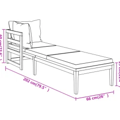 MAISON EXCLUSIVE - Chaises longues et coussins blanc crème lot de 2 bois d'acacia