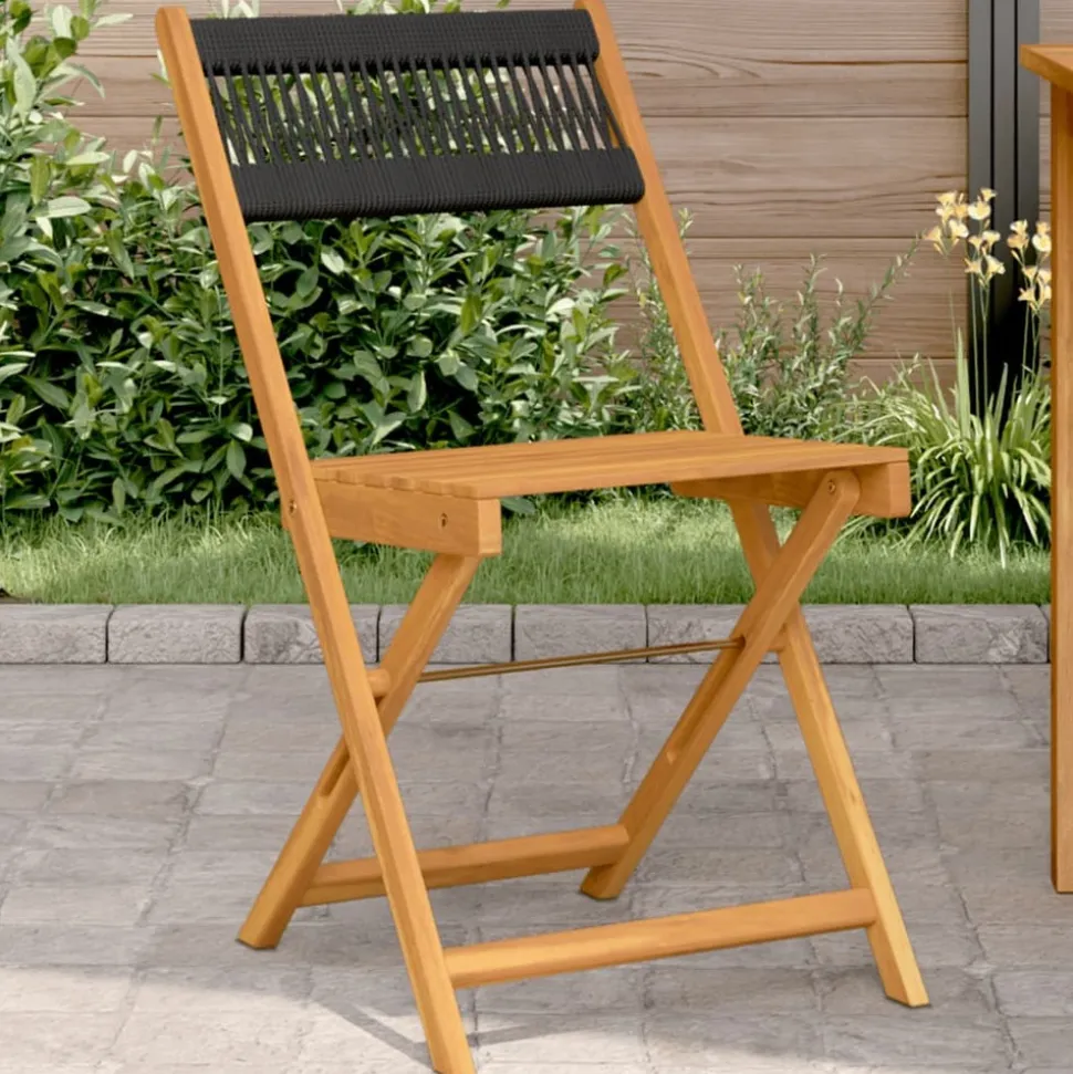 MAISON EXCLUSIVE - Chaises de bistrot lot de 2 noir bois d'acacia et corde