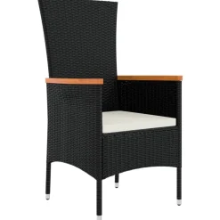 MAISON EXCLUSIVE - Chaises de jardin lot de 4 avec coussins résine tressée noir