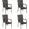 MAISON EXCLUSIVE - Chaises empilables d'extérieur lot de 4 résine tressée marron