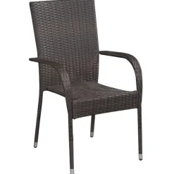 MAISON EXCLUSIVE - Chaises empilables d'extérieur lot de 4 résine tressée marron