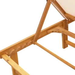 MAISON EXCLUSIVE - Chaises longues lot de 2 table crème bois d'acacia et textilène