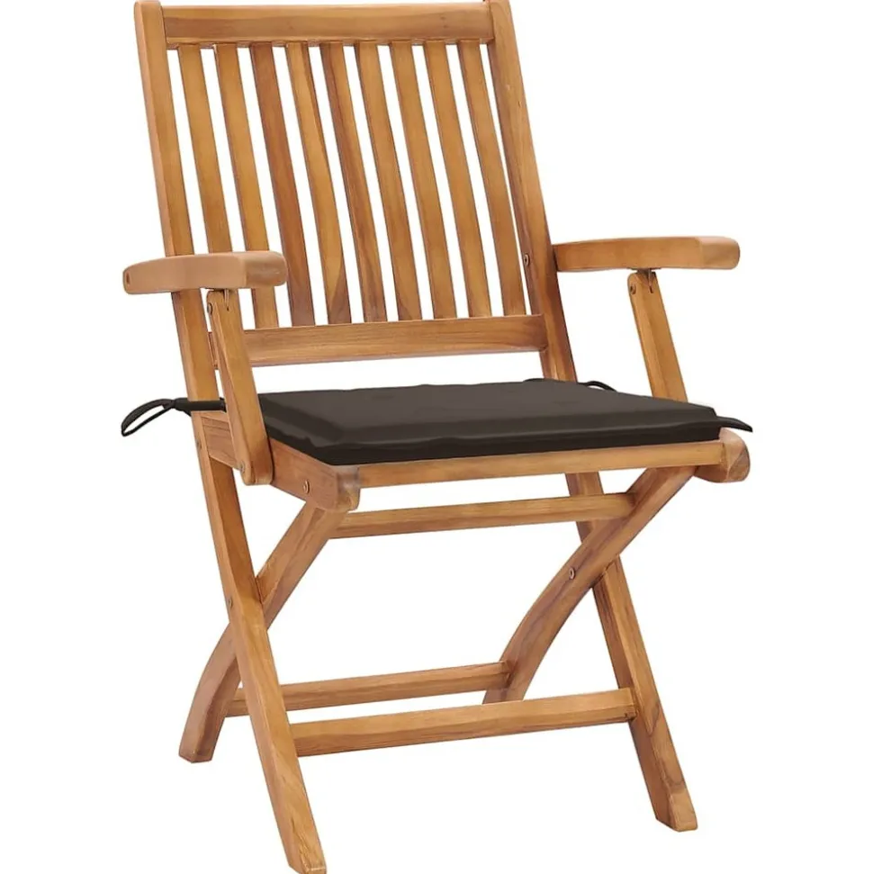 MAISON EXCLUSIVE - Chaises pliables de jardin avec coussins lot de 4 teck solide