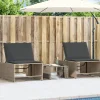 MAISON EXCLUSIVE - Chaises longues 2 pièces avec table en résine tressée grise