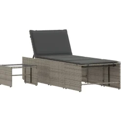 MAISON EXCLUSIVE - Chaises longues 2 pièces avec table en résine tressée grise