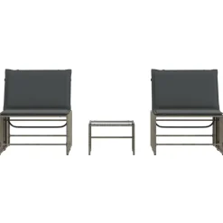 MAISON EXCLUSIVE - Chaises longues 2 pièces avec table en résine tressée grise