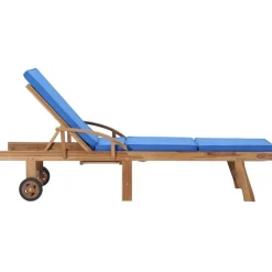 MAISON EXCLUSIVE - Chaises longues avec coussins 2 pcs bois de teck solide bleu