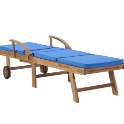 MAISON EXCLUSIVE - Chaises longues avec coussins 2 pcs bois de teck solide bleu