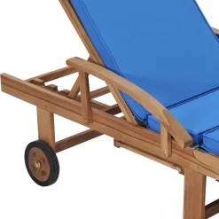 MAISON EXCLUSIVE - Chaises longues avec coussins 2 pcs bois de teck solide bleu