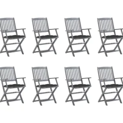 MAISON EXCLUSIVE - Chaises pliables d'extérieur lot de 8 et coussins bois d'acacia