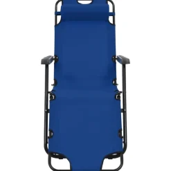 MAISON EXCLUSIVE - Chaises longues pliables 2 pcs avec repose-pied acier bleu