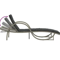 MAISON EXCLUSIVE - Chaises longues lot de 2 et coussins gris clair résine tressée